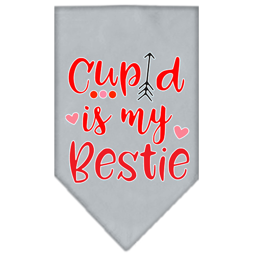 Cupid is my Bestie Screen Print Bandana Grey Large